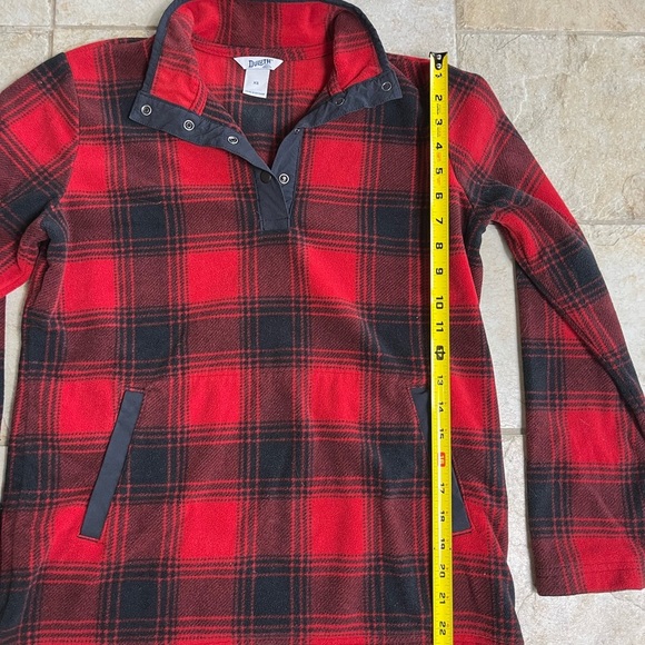 Duluth Trading Co Womens Red Black Plaid Fleece Pullover XS Fall Outdoor Cozy - Picture 10 of 10